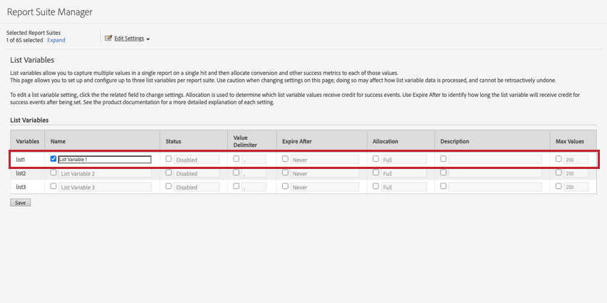 Cómo crear una variable de lista en Adobe Analytics.