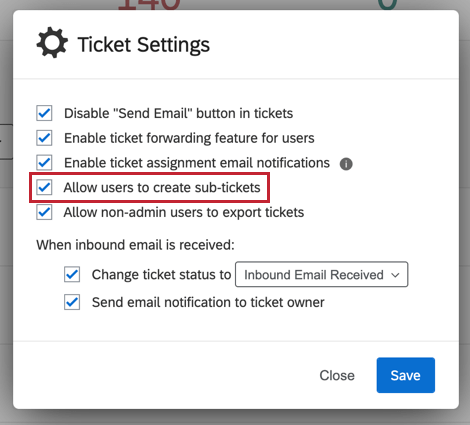 imagen de la opción que permite a los usuarios crear sub-tickets