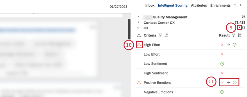 Modification icon and rebutted results icon