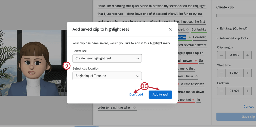 Sélectionnez la séquence et lemplacement de la vidéo