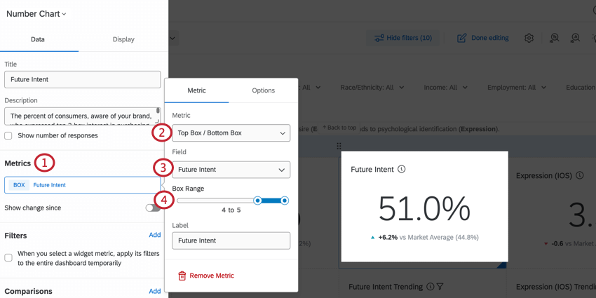 Procedura per creare le medie dallarea delle metriche del widget