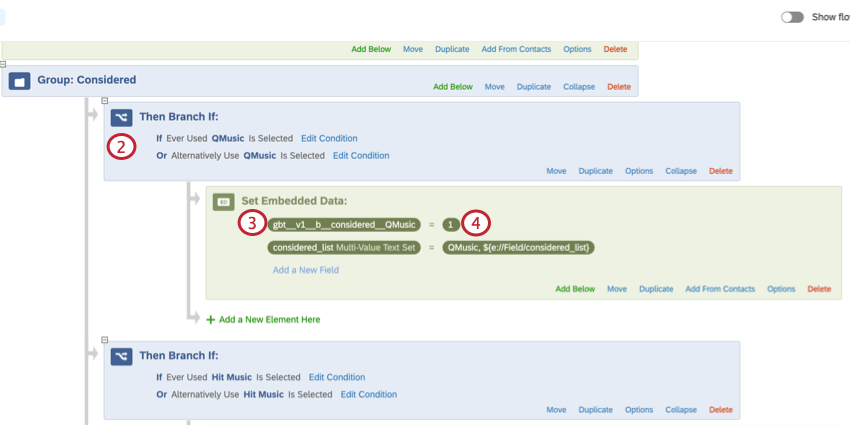 Ein Verzweigung mit einem eingebettete Daten, das in verschachtelt ist, mit zwei eingebettete Daten