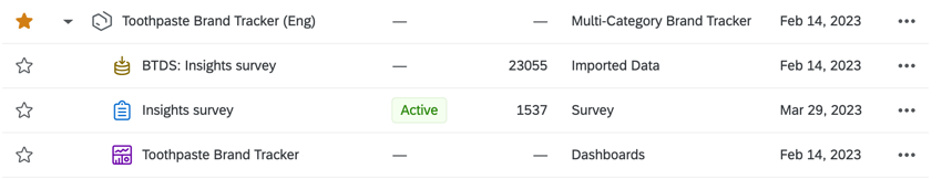 BX Program in the projects list