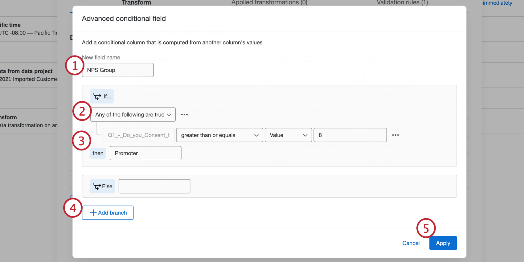 Advanced conditional field values highlighted