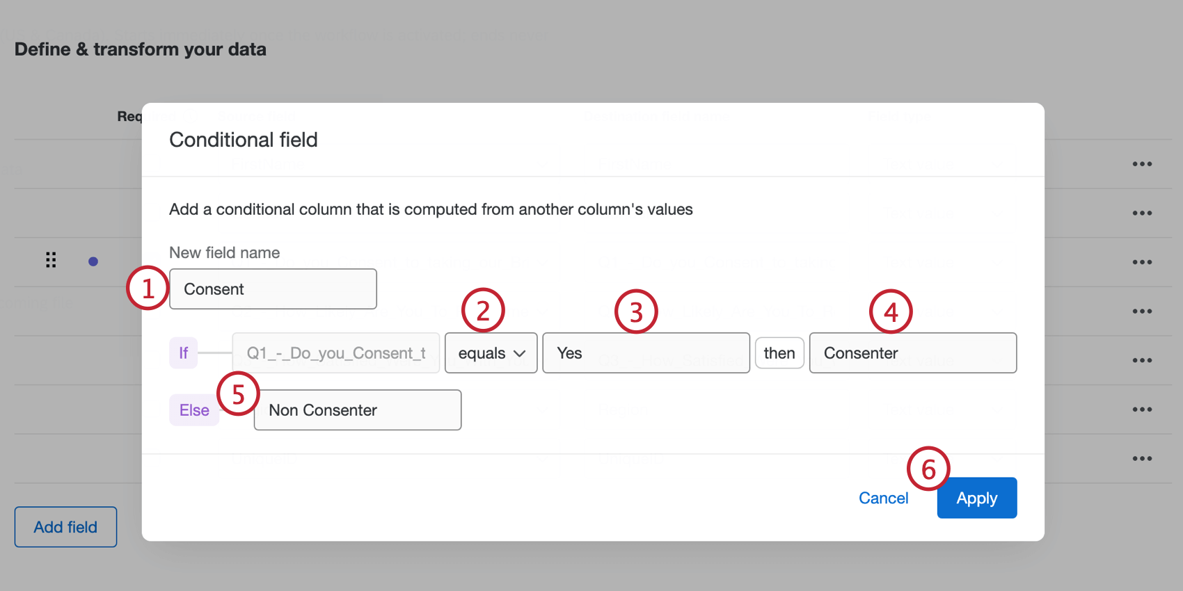 いくつかの値が強調表示された基本条件