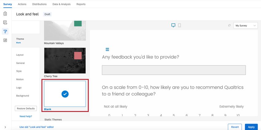 il tema nero nella sezione temi in Aspetto e tema