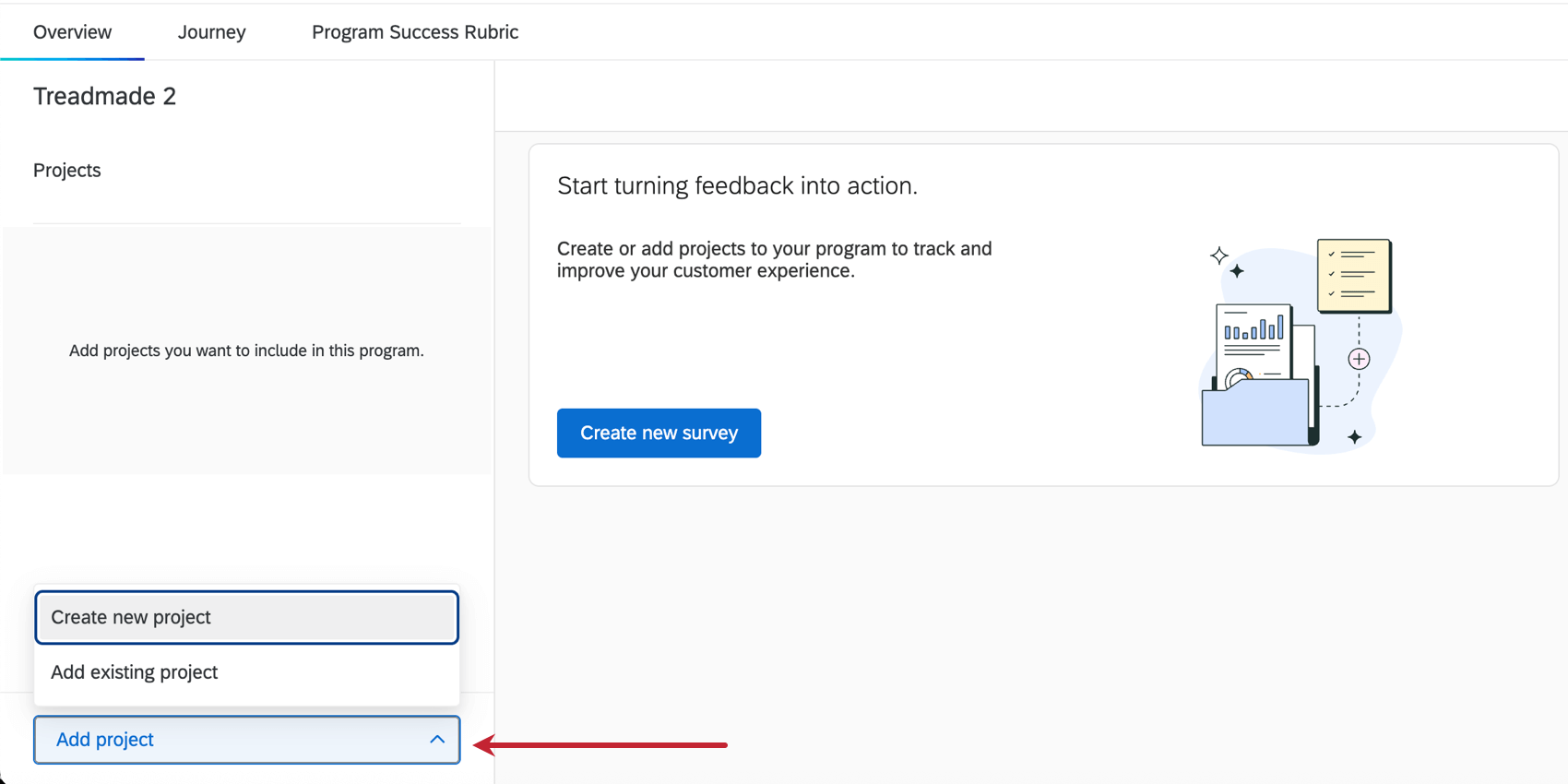 開いたプログラムの左下にある Add project ボタンをクリックすると、以下の2つのオプションがあるメニューが表示されます。