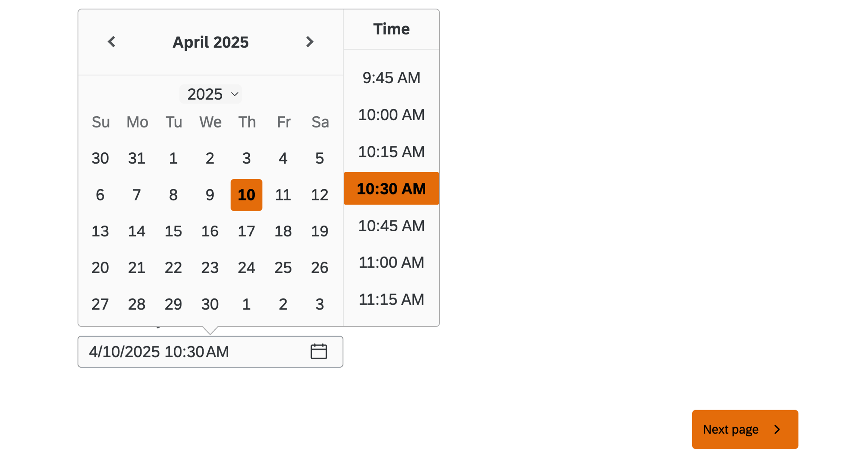 Pergunta sobre o calendário na pesquisa