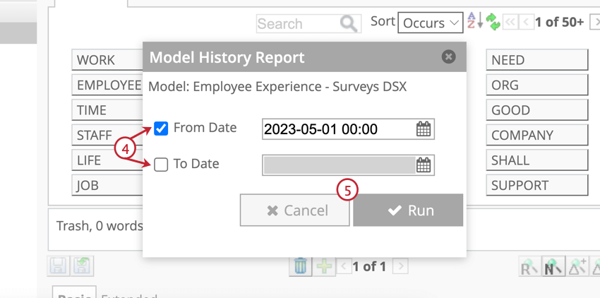 Date range for the report