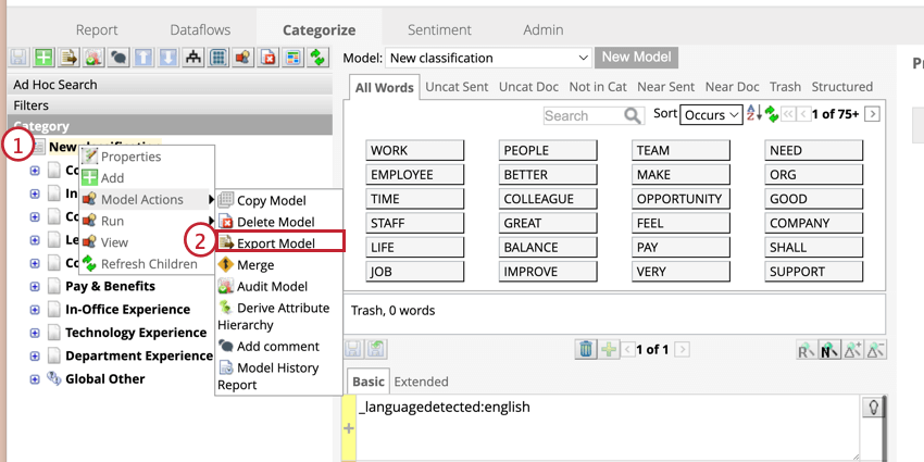 Export model from the root node