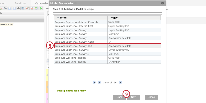 Select a category model from the list