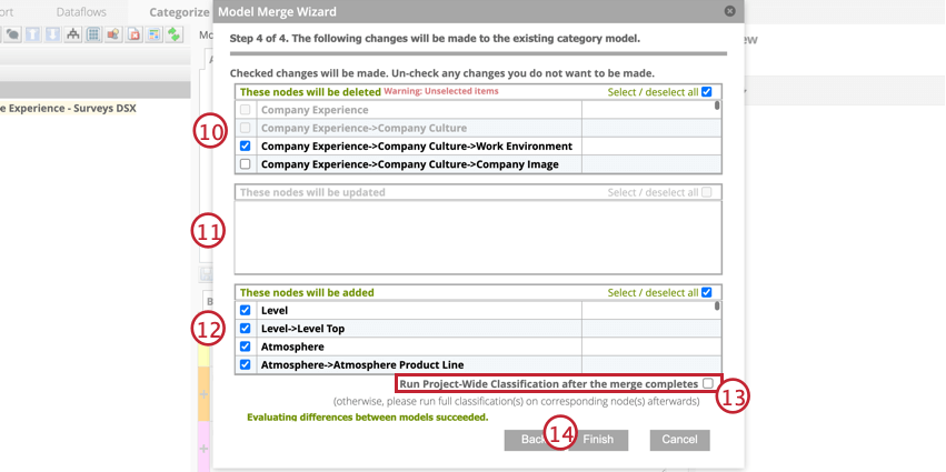 Select nodes to delete from the model or keep