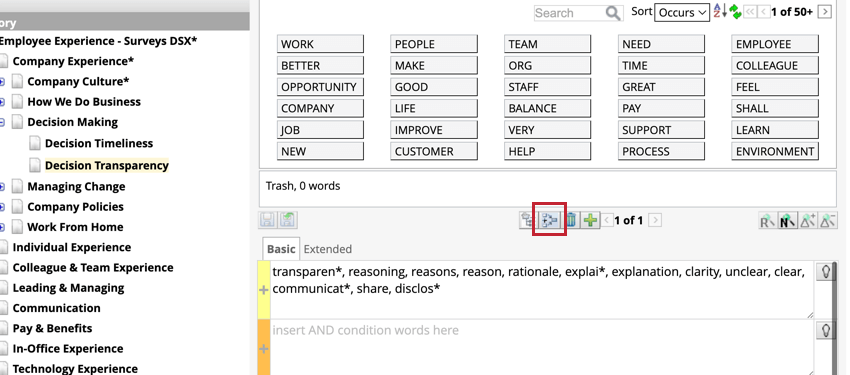 Highlights the category reference button