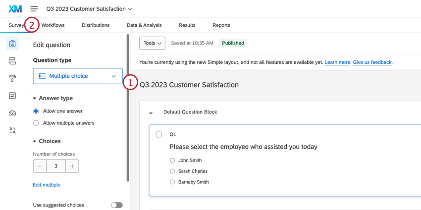 Create survey and go to workflows