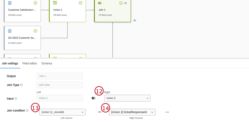 fields in the join settings