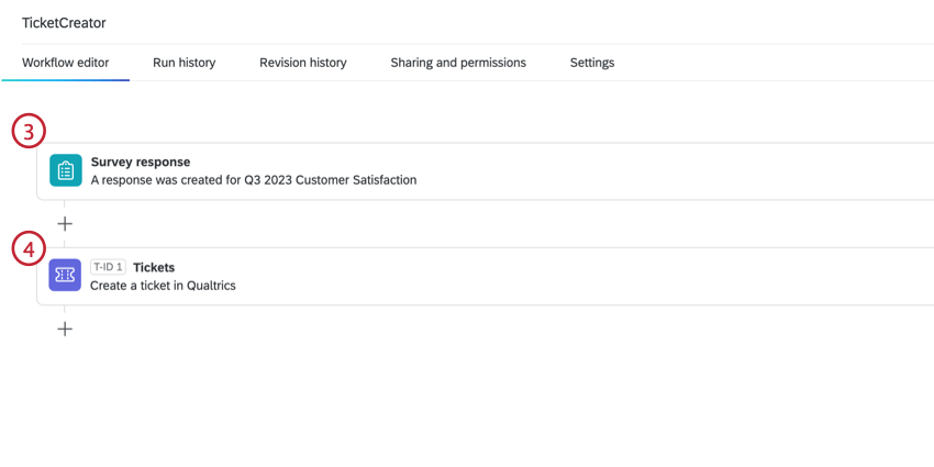 Workflow basierend auf Antwort und Tickets
