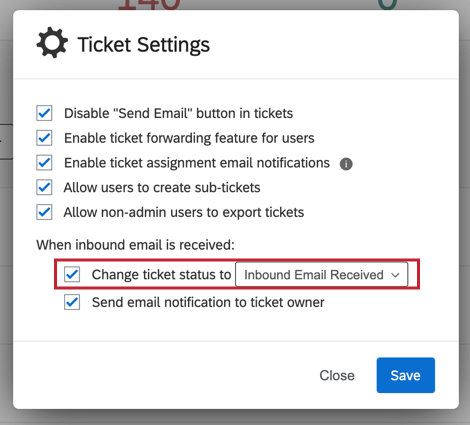 image de loption de changement de statut du ticket