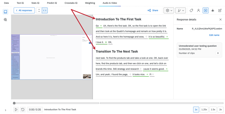 Chapters in the audio and video editor