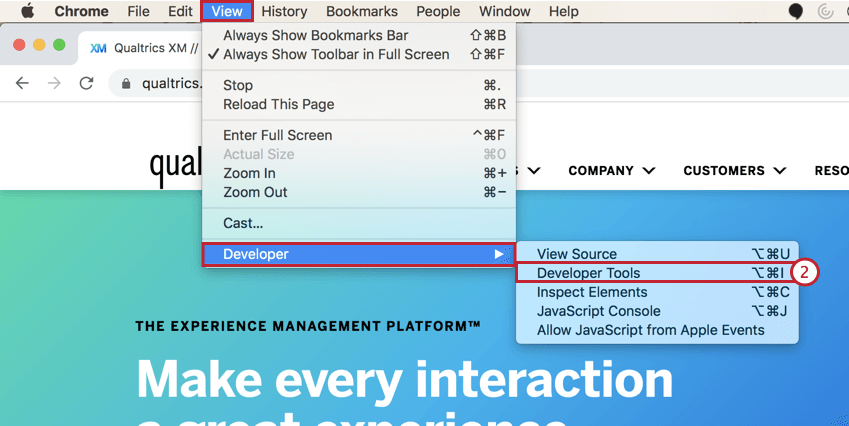 imagem do menu ferramentas do desenvolvedor no Chrome