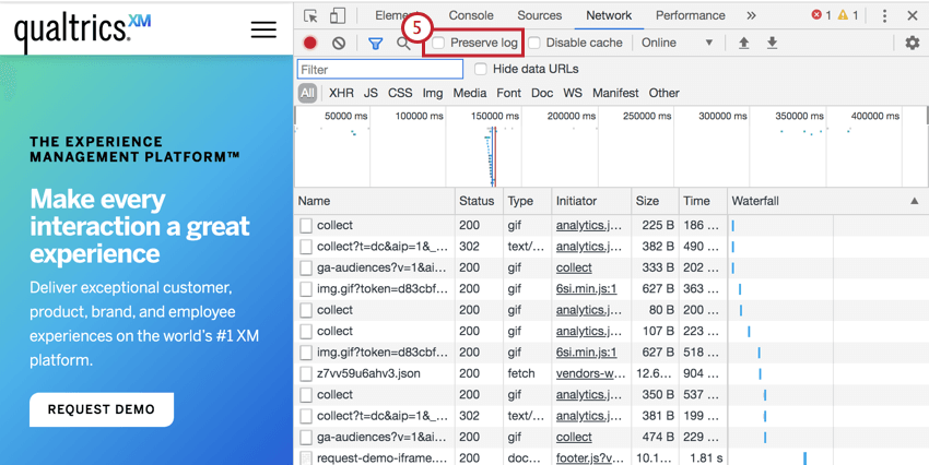 Bild der Option Protokoll beibehalten in Chrome