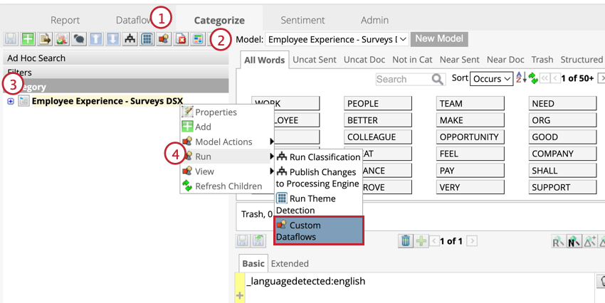 Custom Dataflows highlighted from the node options