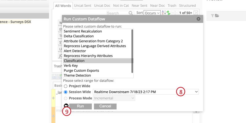 Select a custom dataflow to run