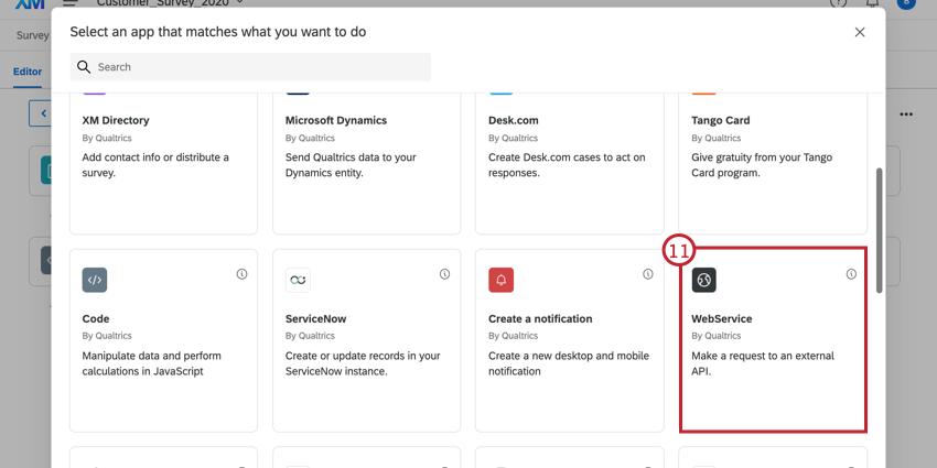 selezione dellattività webservice