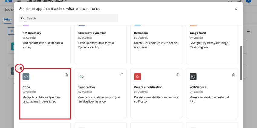 selecting the code task