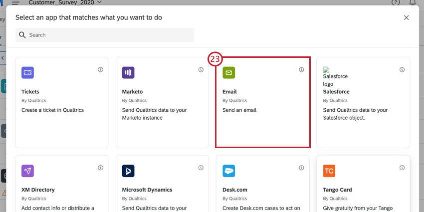choosing the email task