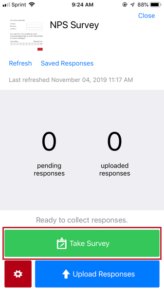 image of the take survey button highlighted