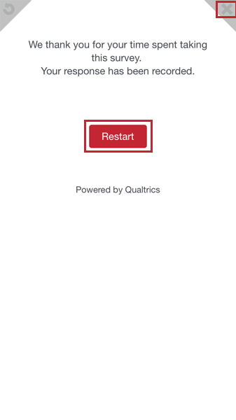 image du bouton de redémarrage et du x dans le coin supérieur droit