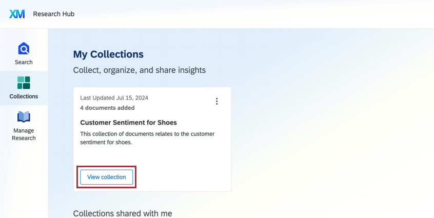View collection button
