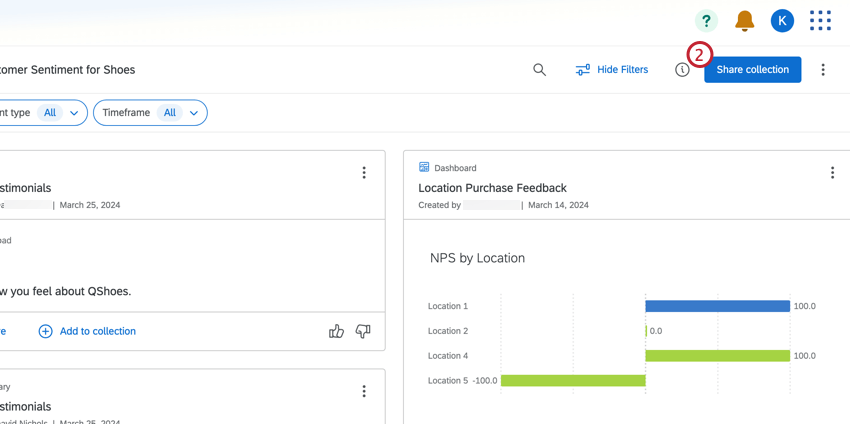 Share collections button