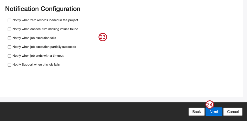 Notification configuration settings
