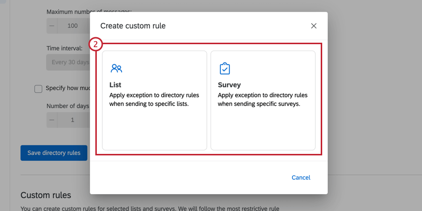 Create Custom Rule window