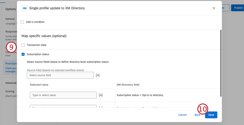 Sélectionnez si vous souhaitez mapper les données de transaction ou les données dabonnement, puis cliquez sur "Enregistrer"