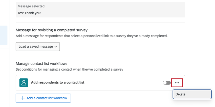 menu de três pontos com a opção de exclusão destacada
