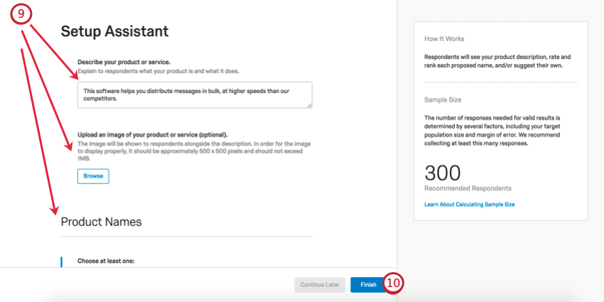 setting up the solution fields and clicking finish