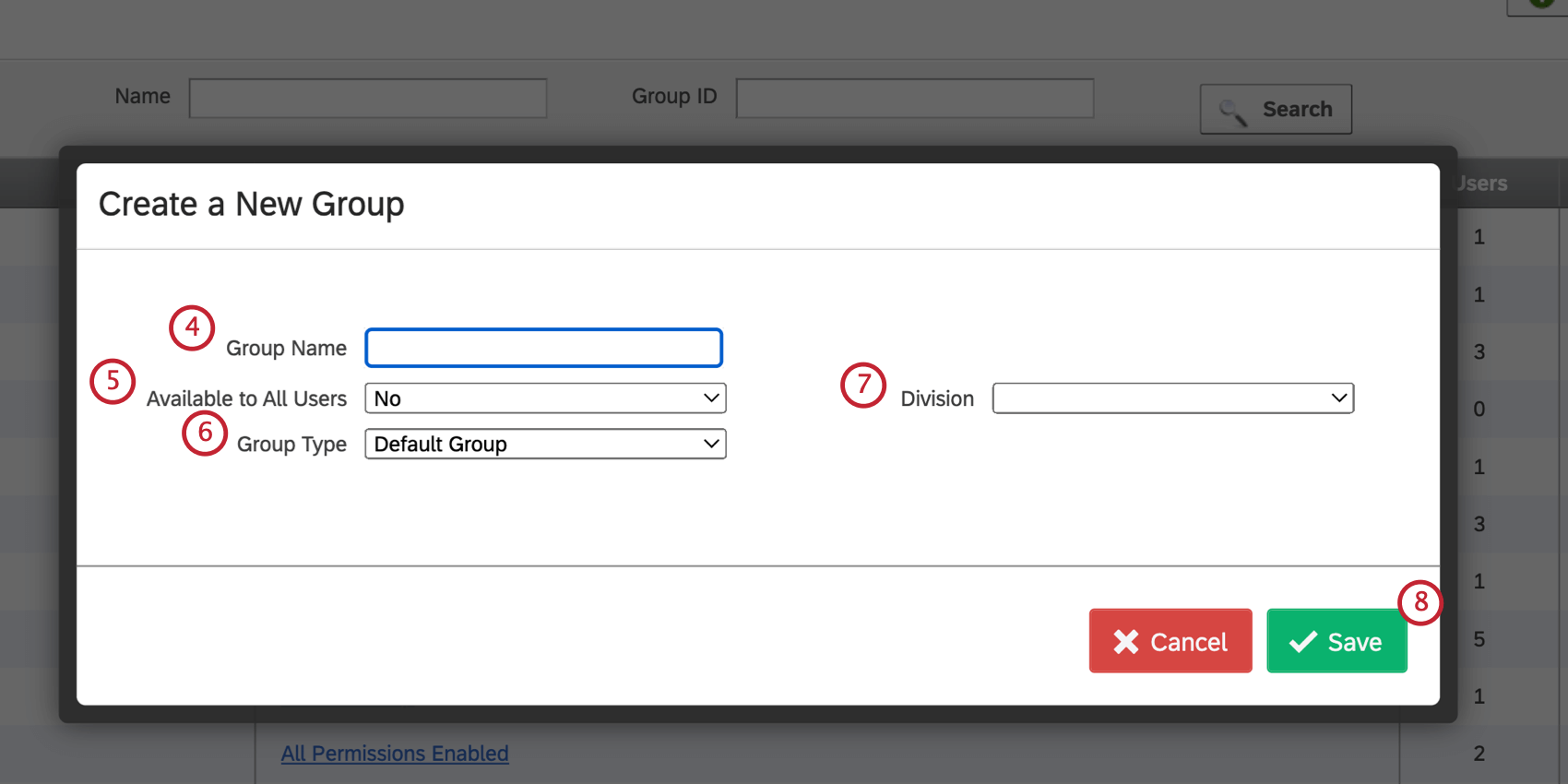 adicionar nome, tipo, disponibilidade e divisão do grupo
