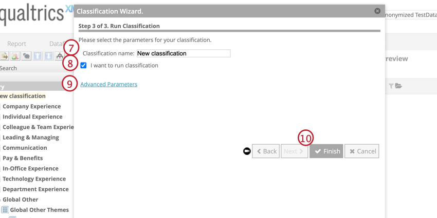 Add model classifications then click finish