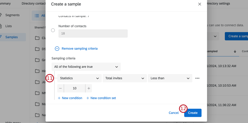 creating sampling criteria