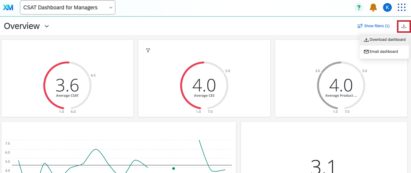 Mostra o botão de exportação no aplicativo visualizador de dashboard.