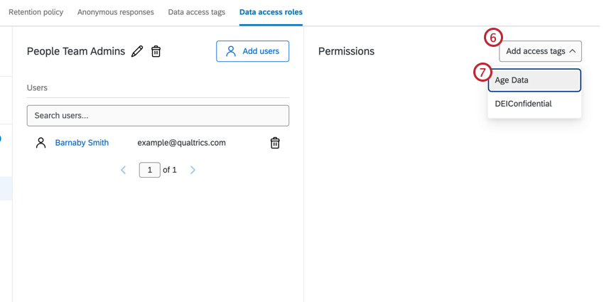 accès aux données tags dropdown