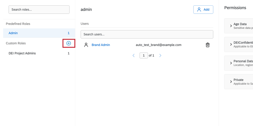 plus sign next to the custom roles header