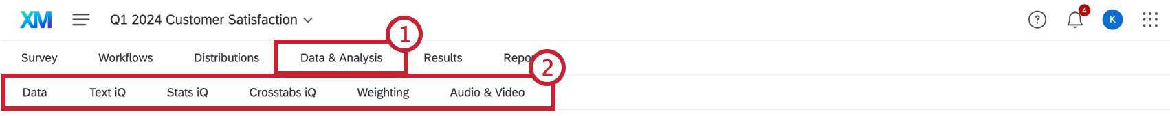 imagen del banner de datos y análisis que muestra todas las subsecciones.
