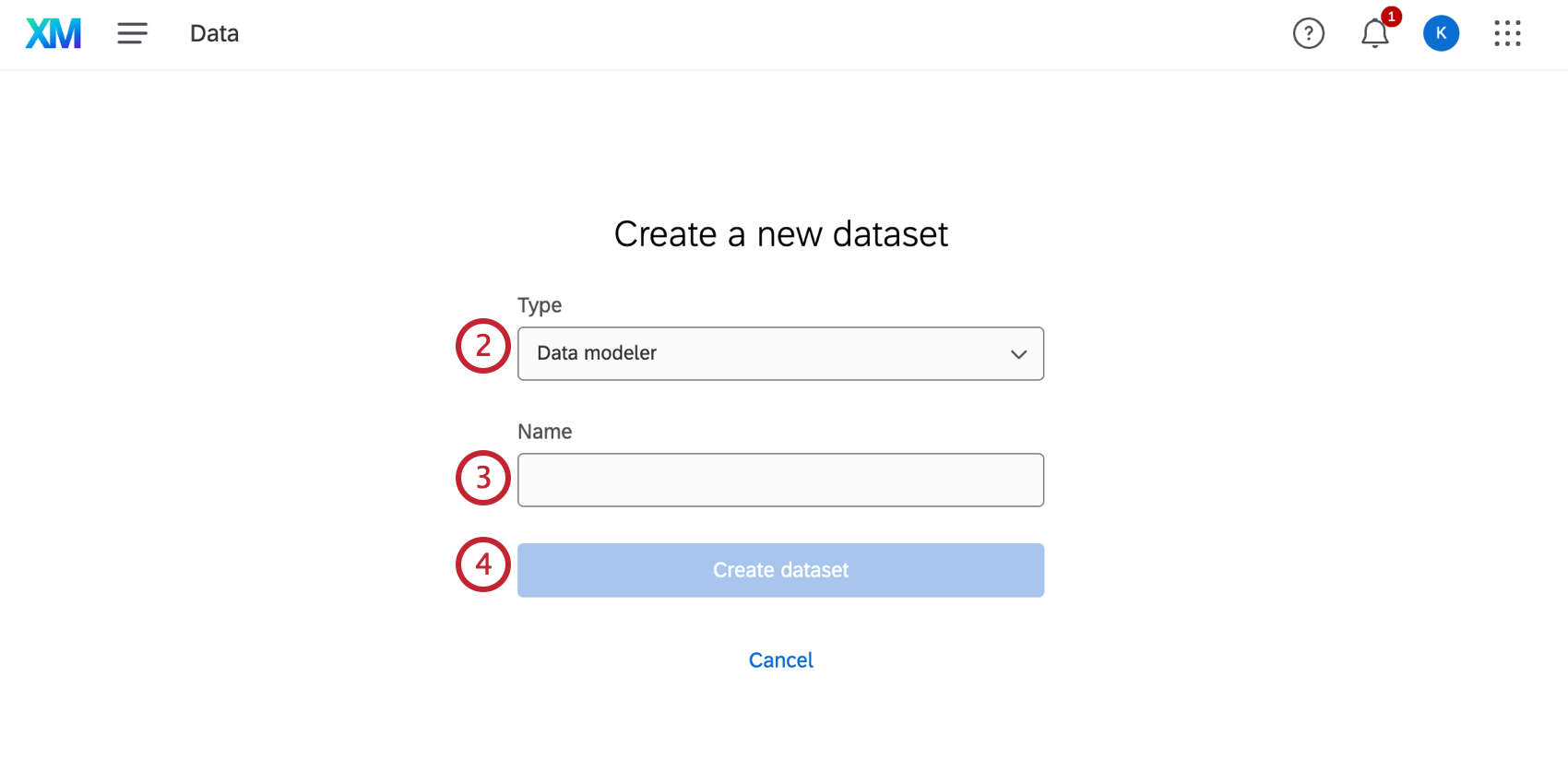 Datensatzseite anlegen, zeigt das unter Typ ausgewählte Datenmodell an