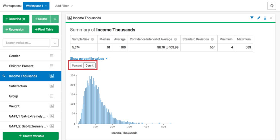 Cartão que descreve uma variável numérica