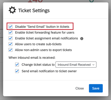 image de loption de désactivation du bouton denvoi de lemail dans les tickets