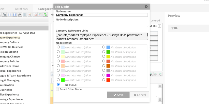 opzioni di categoria nel menu di modifica