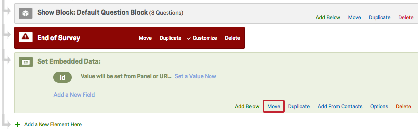 Move option within Embedded Data element